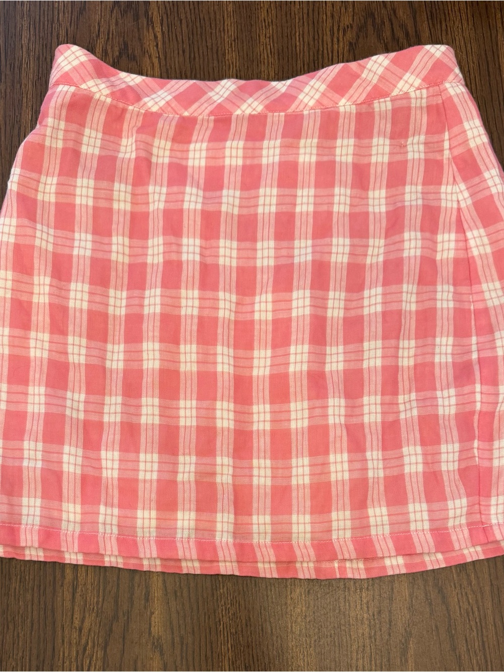 MAJORELLE Pink and White Plaid Mini Skirt